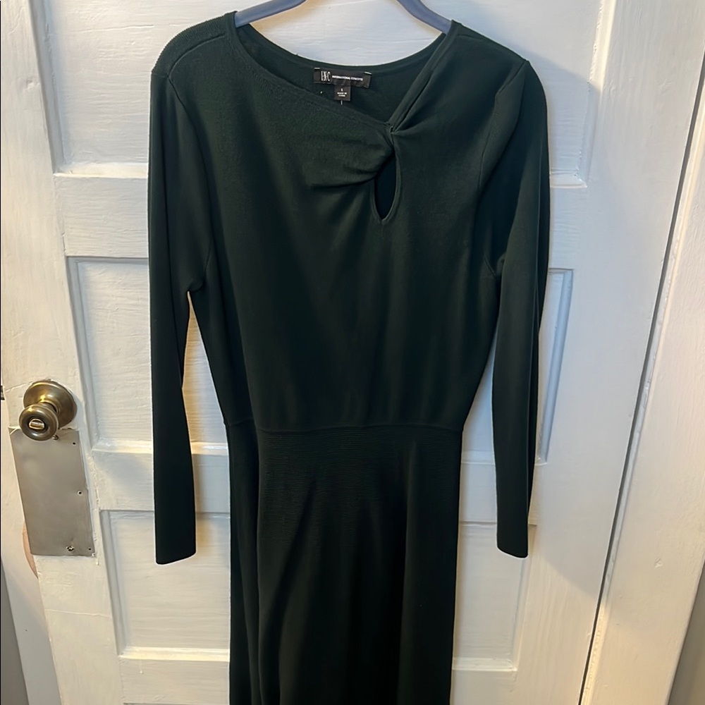 INC International Concepts Green Sheath Long Sleeve Dress